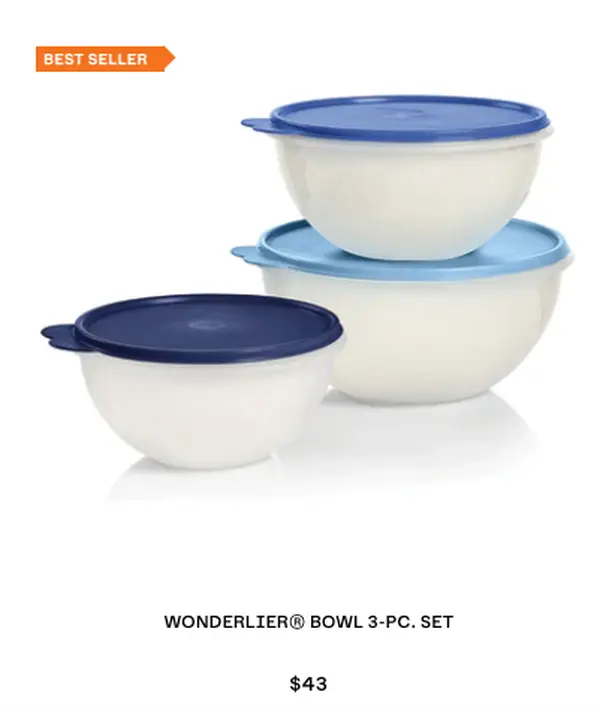 Tupperware 3pc Wonderlier Bowl Set 12c 8c & 5c