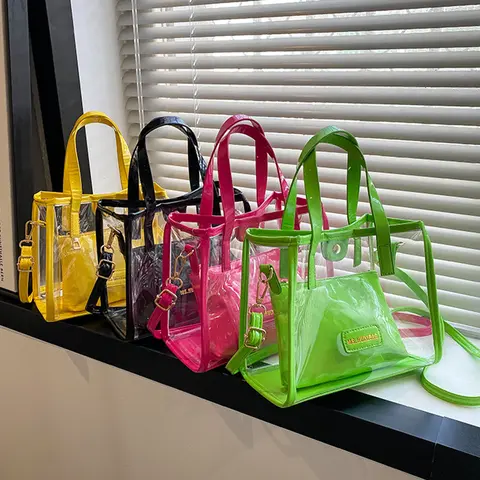 Women's 2-Pack Fashion Bags - Transparent, Lightweight, Chic Waterproof Crossbody Bags with Magnetic Closure, Adjustable Strap, Small Yet Roomy for Hands-Free Travel, Shopping