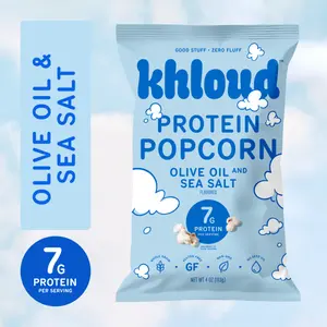 Olive Oil & Sea Salt Khloud Protein Popcorn by Khloe Kardashian | 7g of Protein Per Serving | No Seed Oils | Gluten-Free | Available in 4pk or 12pk