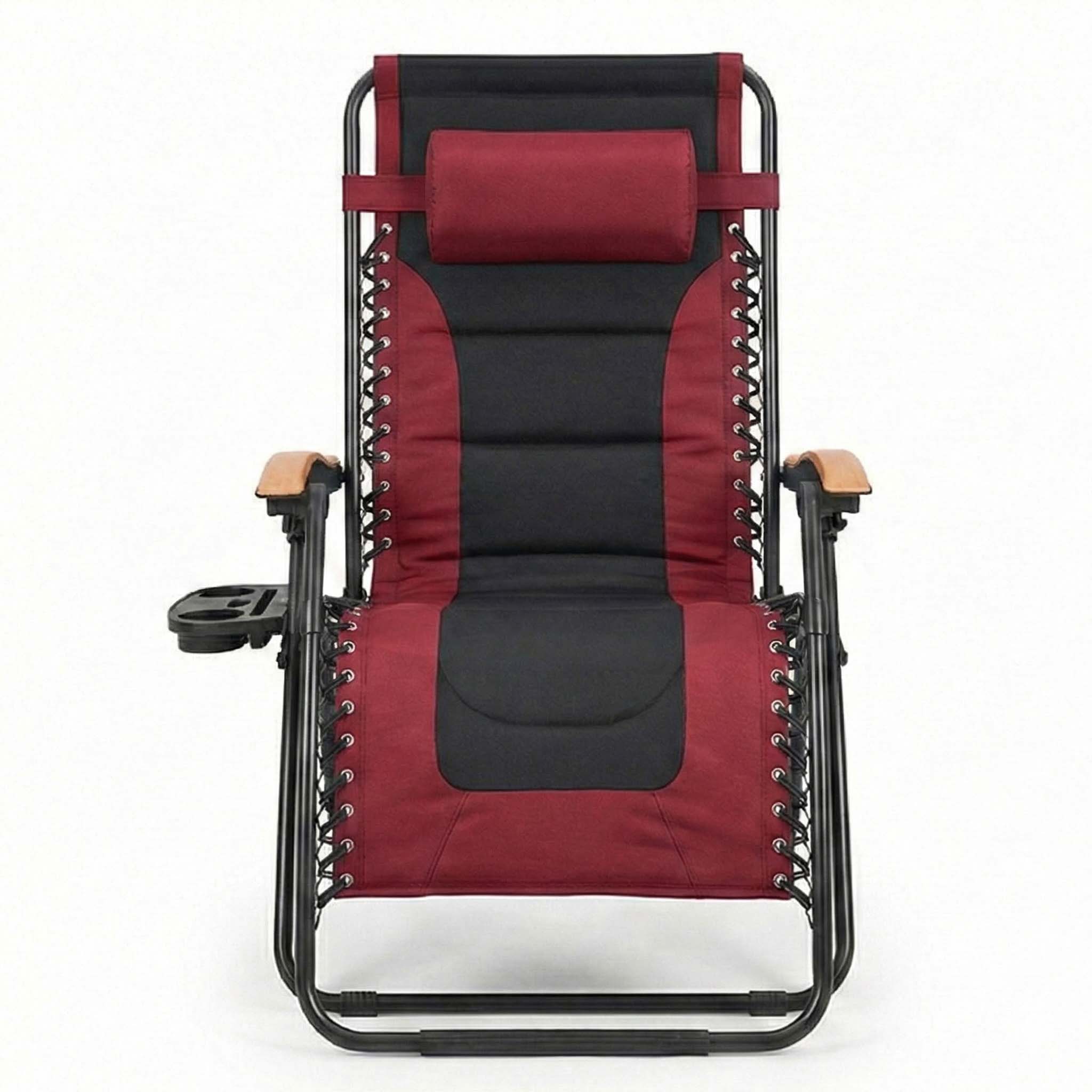 Viral Trending Oversized Padded Zero Gravity Chair | 30" Extra Wide Seat Anti-Gravity Lounger for Big & Tall, Foldable Patio Recliner with Side Cup Holder, Supports 400 LBS for Indoor Outdoor Camping Backyard Porch