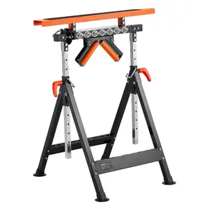 Heavy Duty 4-in-1 Roller Stand, 440 lb Load Capacity, 33-50 in Adjustable Height, Folding Design with Polished Multi-Directional Roller Head & Rack, for Table Saw Outfeed Woodworking Support, 4-In-1 Stand