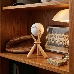 Wooden Baseball Bat Display Stand, Mini Sports Ball Holder, Centerpiece Decor for Sport Enthusiasts, Table Decoration Gift