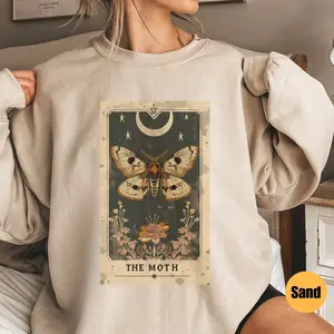 Tarot Card Luna Moth Sweatshirt | Luna Moth Clothing | Moon Phases | Mystic Moon and Moth Sweatshirt | Celestial Crewneck | Moth Goblincore
