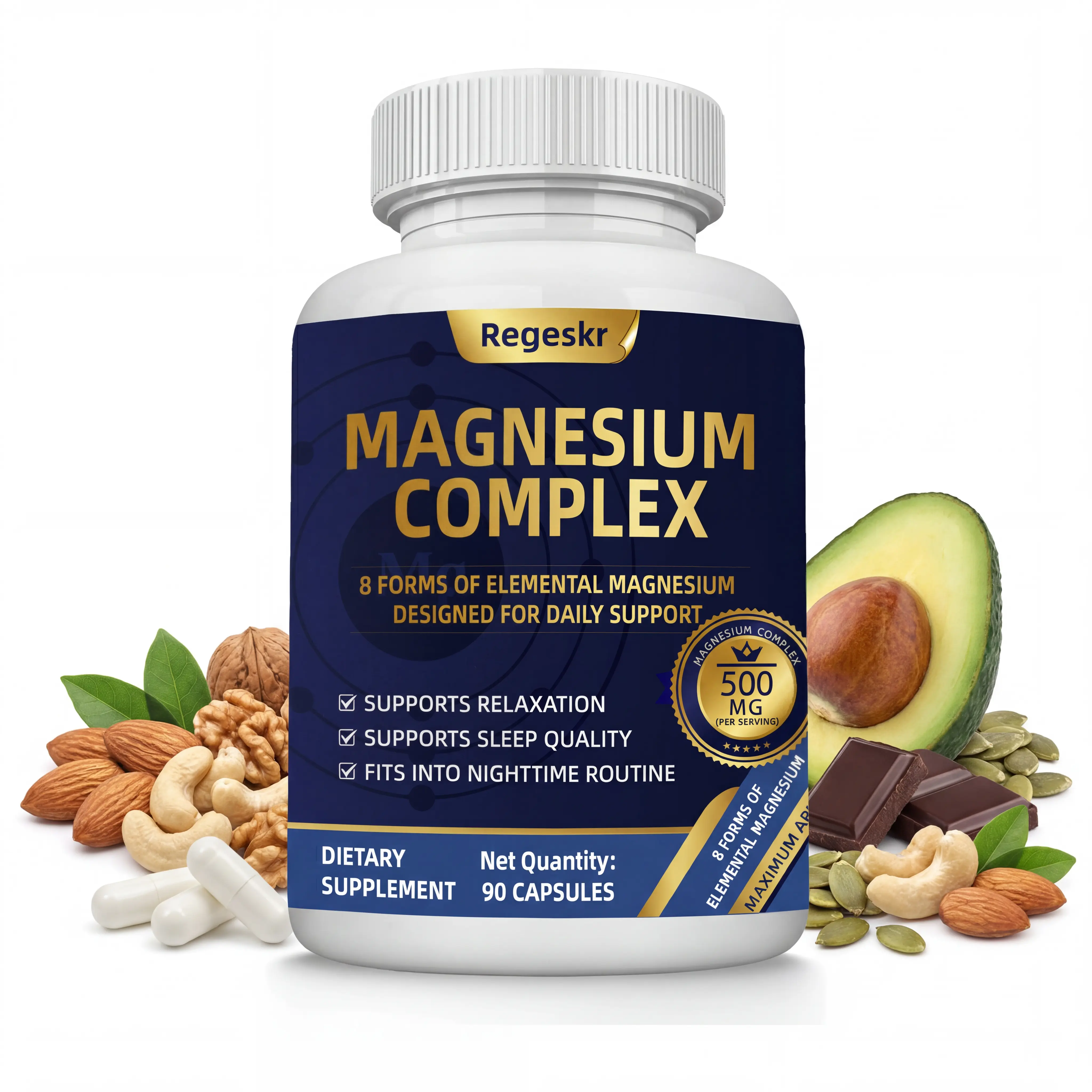 Vitality Magnesium Complex Supplement 500mg High Potency Mineral Formula for Daily Wellness & Nutritional Support