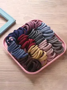 100pcs Women's Hashionable Simple, High Elasticity Thick Hair Scrunchies, Suitable For Everyday Use And Gift Giving Hair Ties Ponytail Holders Hair Elastics Hair Rope