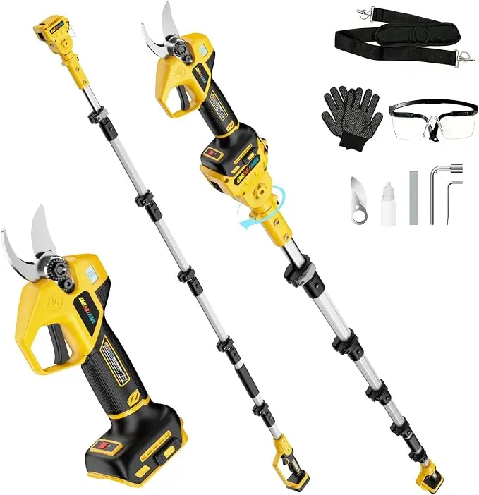 Brushless 2-In-1 Electric Pruning Shears & Aluminum Pole Set (Tool Only, No Battery) – Dewalt 20V Battery Compatible, 6.9FT Adjustable Pole, 1.2" Adjustable Cut, Tree Trimming & Gardening Branch Cutter