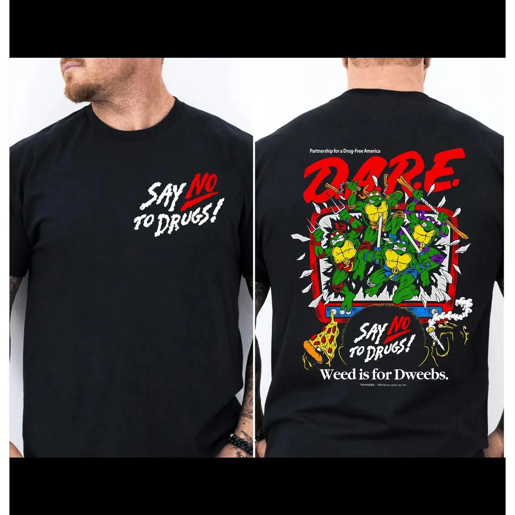 100% Cotton Teenage Mutant Ninja Turtles >     Classic Retro Pattern T-Shirt Winter Clothing DARE Say No To Drugs Teenage Mutant Ninja Turtles Pattern T-Shirt Gift for Fans Gift for Women Gift for Men