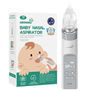 Growsy Electric Nasal Aspirator for Babies  Toddlers Gentle Nose Sucker with 3 Soft Silicone Tips Adjustable Suction Soothing Music & Light Safe Easy Automatic Mucus Removal Doctor Recommended