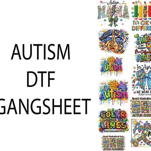 AUTISM DTF GANGSHEET FOR SHIRTMAKING