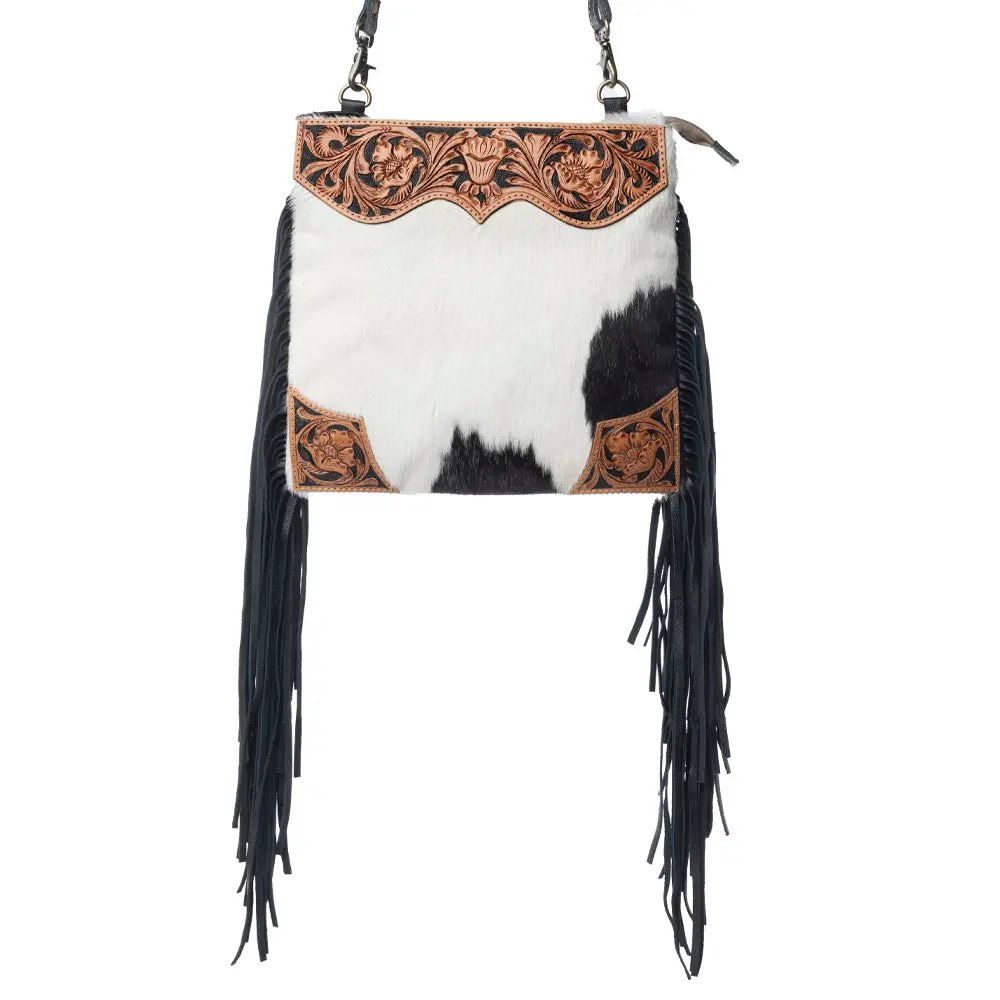 Women's Tumbleweed Trail Fringed Hand-Tooled Handbag, Handmade Craft Artistic Design Bag, Western Accessories, Dry Clean Compatible