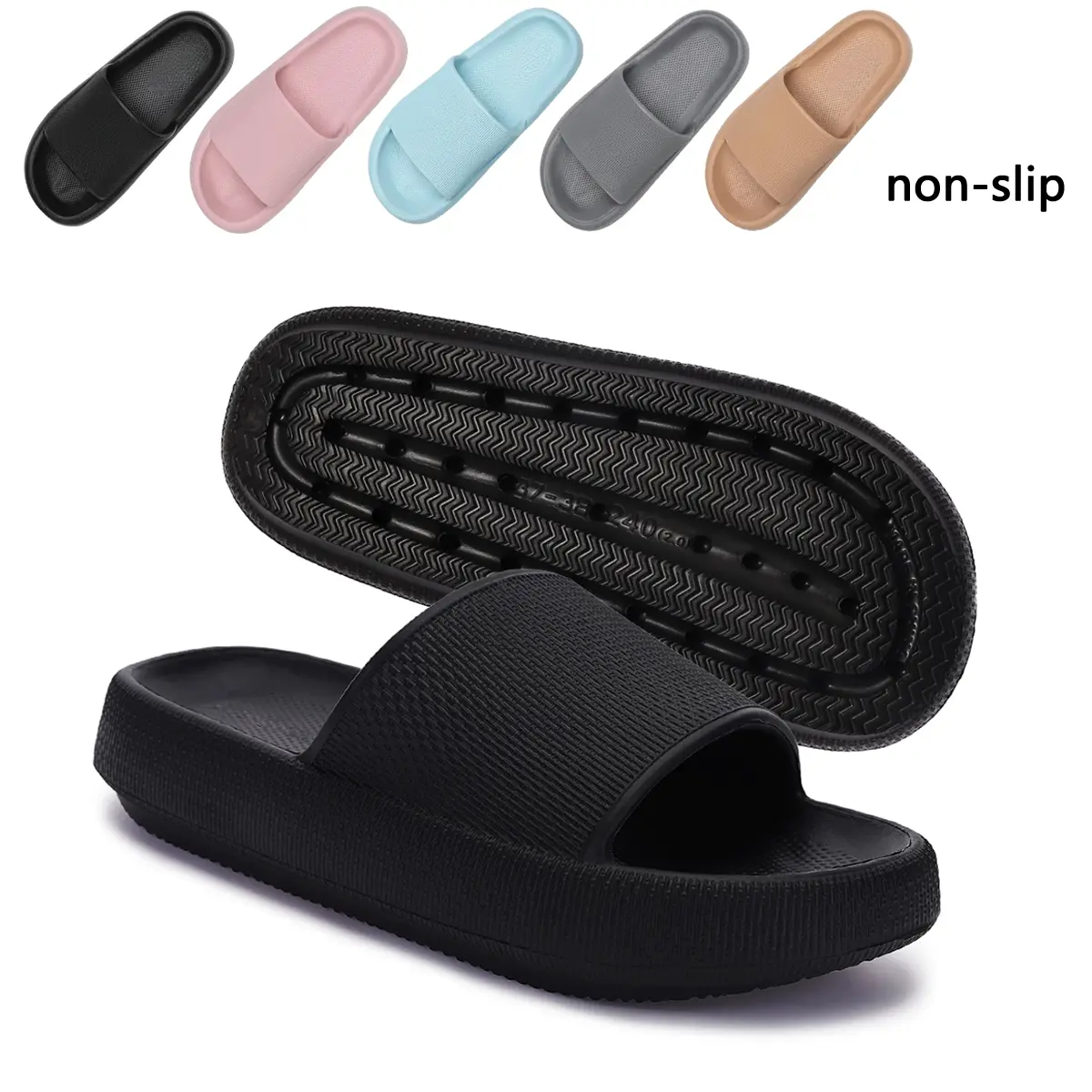 Women's Thick-Sole Sandals for Women, Rubber Flip-Flop Slides with Non-Slip Waterproof Design, Ultra-Soft Cushioned Slippers for Indoor & Casual Outdoor Daily Use, Sandals Women