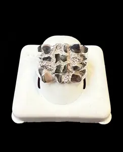 Ali Jewelers Unisex Silver Nugget Ring - Fashion Costume Jewelry Accessory for Unisex Wear