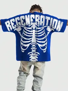 'Oversized T-Shirt' "Regeneration" Skeleton Graphic Print | Edgy Streetwear Aesthetic | Unisex OOTD Essential | TikTok Viral Y2K Casual Daily Wear Statement Top for Men Women 2026 Spring New Drop