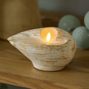White Melo Shell Flameless Candle