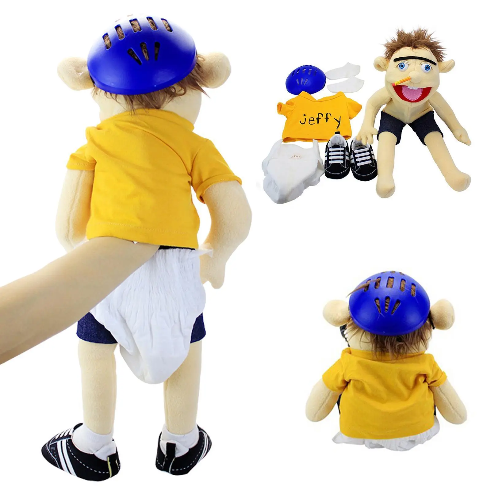 Jeffy Hand-Shaped Soft Plush Hand Puppet, 60cm Height Cartoon Stuffed Doll, Educational Toy for Boy & Children Development, Kids Gift, Sleeping Pillow