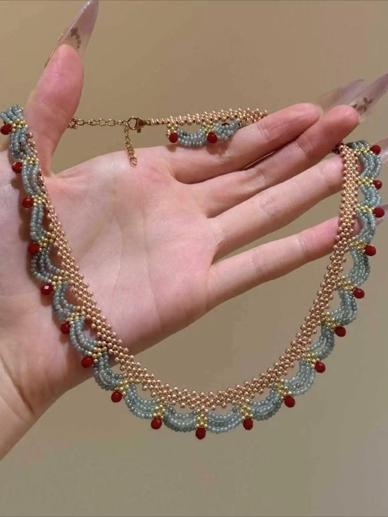 French Vintage Handmade Beaded Fringe Lace Fashion Necklace Adjustable Choker, Elegant Women's Party Vacation Ethnic Style Jewelry, Palace Wind Unique Accessory