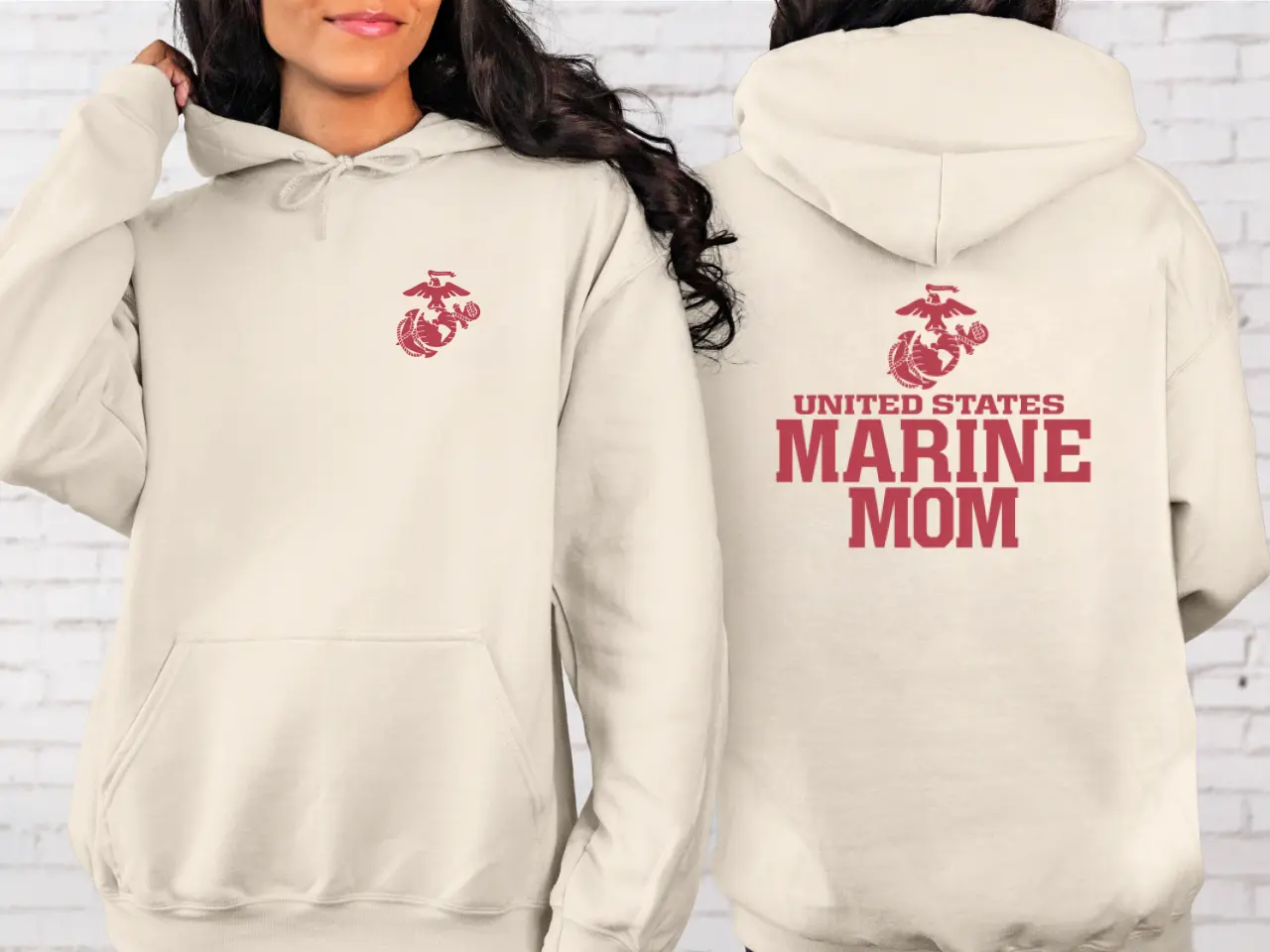 US Marine Corps Mom Hoodie, Proud USMC Mom Pullover, Military Family Graphic Sweatshirt, Patriotic Gift for Marine Moms