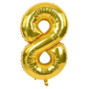 34 In. Gold Number 8 Balloon