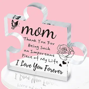 Mom Puzzle Pieces Gifts for Mom from Daughter Son, Christmas Gift for Mom, Mom Acrylic Sign Plaque Desk Decorations, Mother's Day Birthday Gifts for Mom