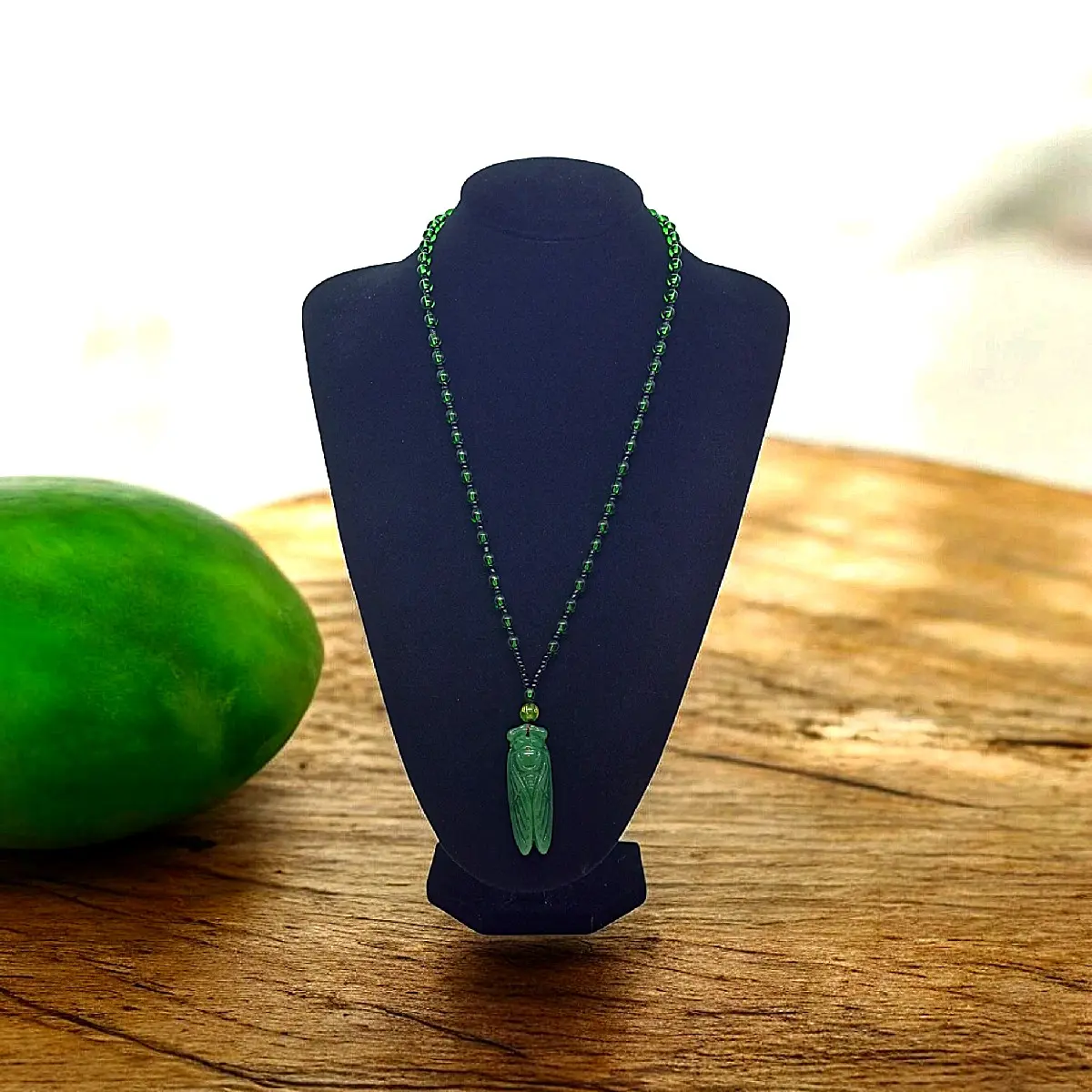 Jade Cicada Beaded Necklace for Good Luck in Feng Shui