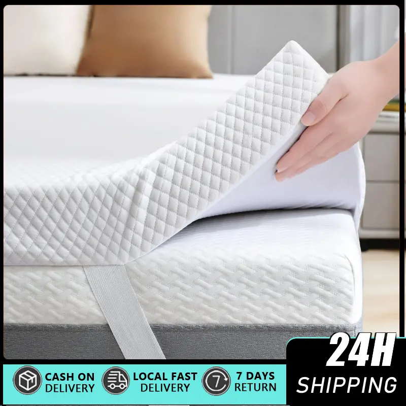 Full Size 3-Inch Gel Memory Foam Mattress Topper, Ventilated High-Density CertiPUR-US Certified Pad for Back Pain, Cooling Mattress Topper with Removable Detachable Soft White Cover (2-4 Inches), Mattress Toppers