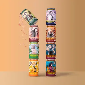 AnyYums Demon Slayer Sparkling Water Variety Pack - 8 Flavors, 8 Cans, Real Fruit Juice 50%, No Sugar, No Coloring, Made in Vietnam