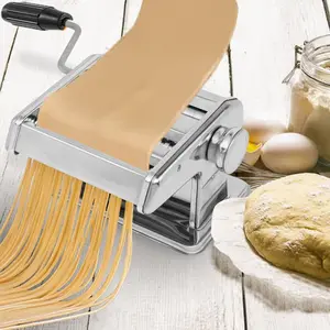Pasta Maker Machine, Stainless Steel Pasta Machine Manual Roller Pasta Maker with 6 Thickness Settings for Spaghetti Linguine Fettuccine Lasagne, Includes Dough Cutter & Hand Crank