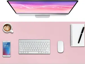 Leather Desk Pad Protector,Non-Slip Mouse Pad,Laptop Desk Pad,Office Mouse Mat,Waterproof Leather Desk Blotter,Desk Writing Pad for Office and Home (S-Light Pink,24"x 14")
