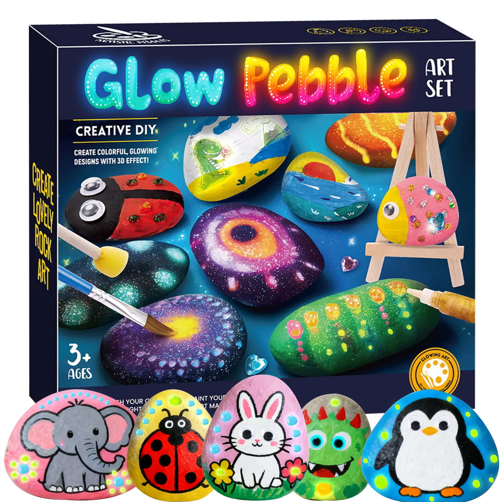 Glow in the Dark Rock Painting Kit for Kids - Unisex DIY Arts & Crafts Creative Sensory Toy for Girl, Open Ended Play, Cool Gifts for Kids Ages 6-12 (Valentine Classroom, Birthday Present),back to school,back to school haul