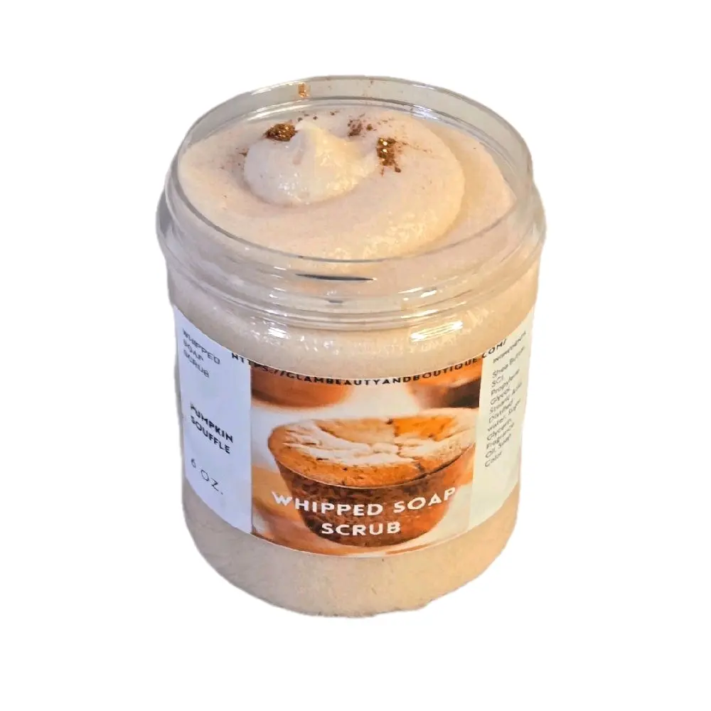 Pumpkin Souffle Whipped Foaming Shea Butter Sugar Scrub - Nourishing, Smoothing Body Care Cleanser & Exfoliant with Shea Butter & Sugar, Gentle Moisturizer for Creamy Skin Care, Pumpkin Scent, All Natural