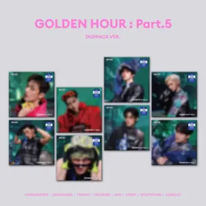 ATEEZ GOLDEN HOUR Part.5 Digipack hello82 Exclusive CD Album PEEK PEBBLE Photocards 8 Member Ver
