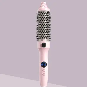 Thermal Brush 1.5 inch for Voluminous Styles,Tourmaline Ceramic Negative Ion Technology,11 Temperature Settings Dual Voltage Travel Home School Styling Tool Pink