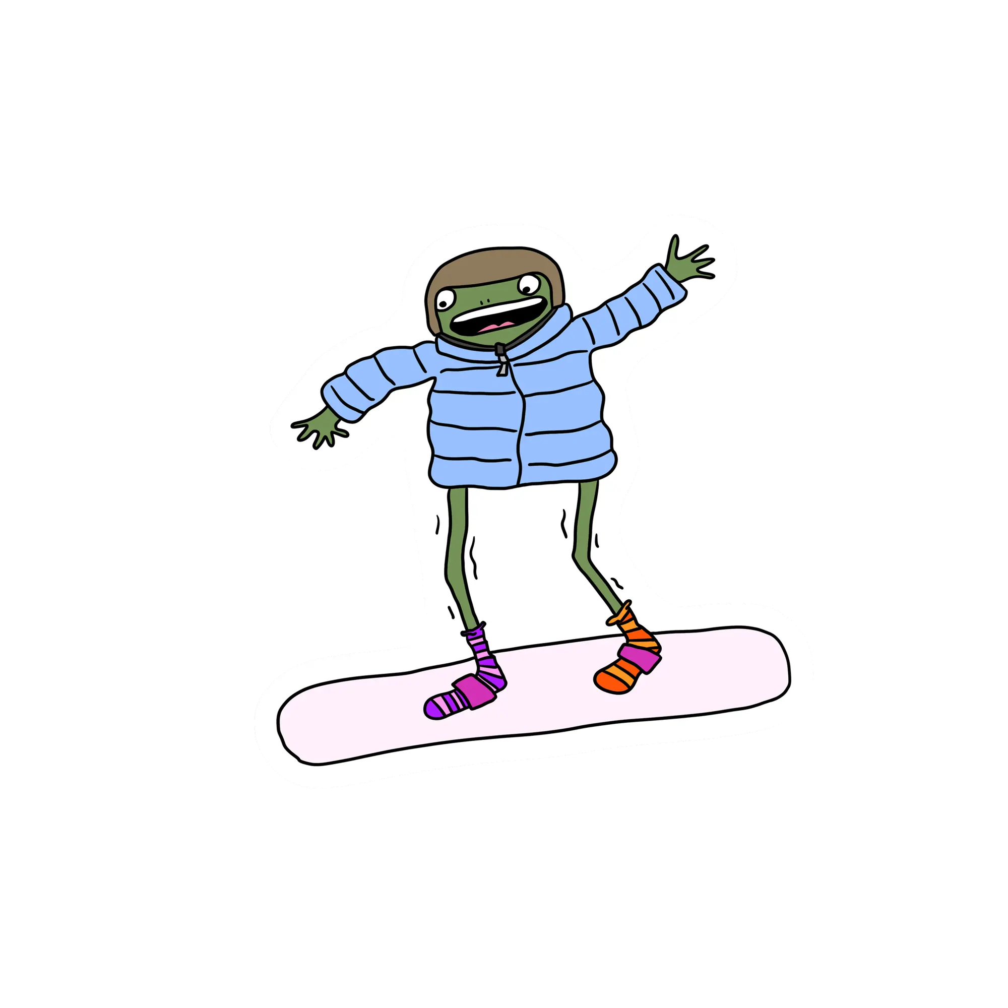 AWKWARD SNOWBOARDER FROG STICKER
