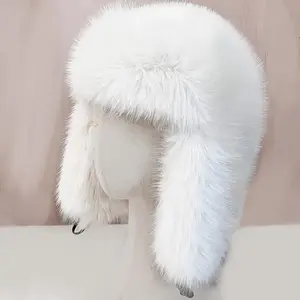 Winter Outdoor Essential: Elegant Retro Faux Fur Ushanka – Thickened Warm Pilot Cap with Ear Coverage, Hook-and-Loop Closure, Polyester, Ideal for Hiking, Skiing, Cycling & Daily Wear, Vintage Style Hat