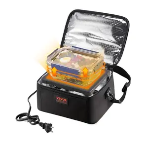 【Summervibes】VEVOR Portable Oven, 110-120V Home/Office Food Warmer, 80W (Max 100W) Portable Mini Personal Microwave, 2QT Electric Heated Lunch Box, Compatible with Glass, Ceramic, Foil Container (Black)