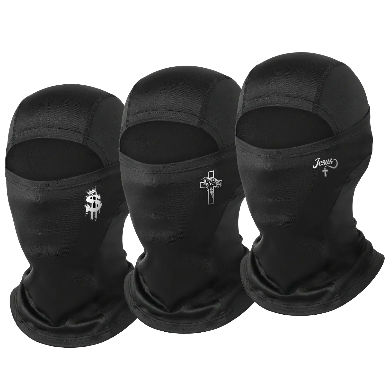 3-Pack Unisex UV-Protective Balaclava Ski Mask, Breathable Windproof Sporty Face Covers & Mask Multipack for Skiing, Fishing, Motorcycle Riding, Running, Sun Protection, One Size, Women