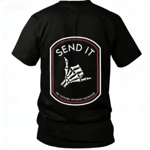 Send It Tactical T-Shirt, Skeleton Shaka Hand Patch Graphic Tee, No Victor- Without Sacrifice Quote Shirt, Militar- Mindset Motivation Streetwear, Gift for Veterans, G-m Gu-s & Tactical Fans