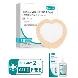 [Buy 2 Get 1 Free] Dimora Medical-Grade Silicone Sacral Foam Dressing, Sacral Silicone Foam Dressing with Border, Waterproof Bed Sore Dressing (7.08" × 7.08"), Chronic Wound Care for Bedridden Patients, Pain-Free Dressing Changes for Pressure Ulcers