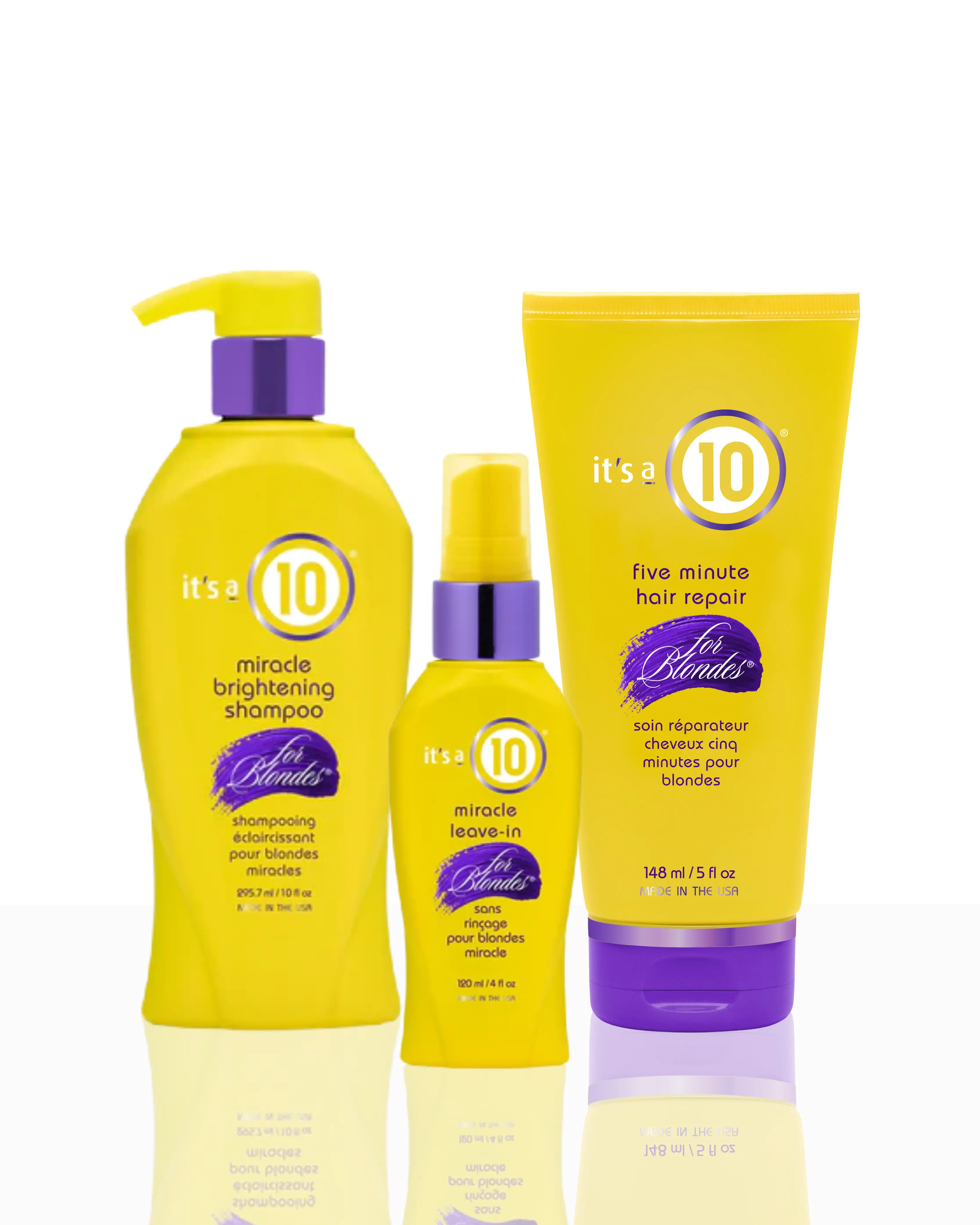 Blonde Bundle - Contains Shampoo for Blondes 10oz, 5-Minute Repair for Blondes 5oz, and Leave-In for Blondes 4oz