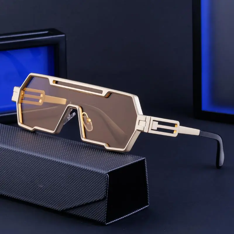 Retro sunglasses men's steampunk style irregular sunglasses high-end driving glasses sun protection integrated glasses women's models, Glass, Driving Wear,summer outifit,travel essentials