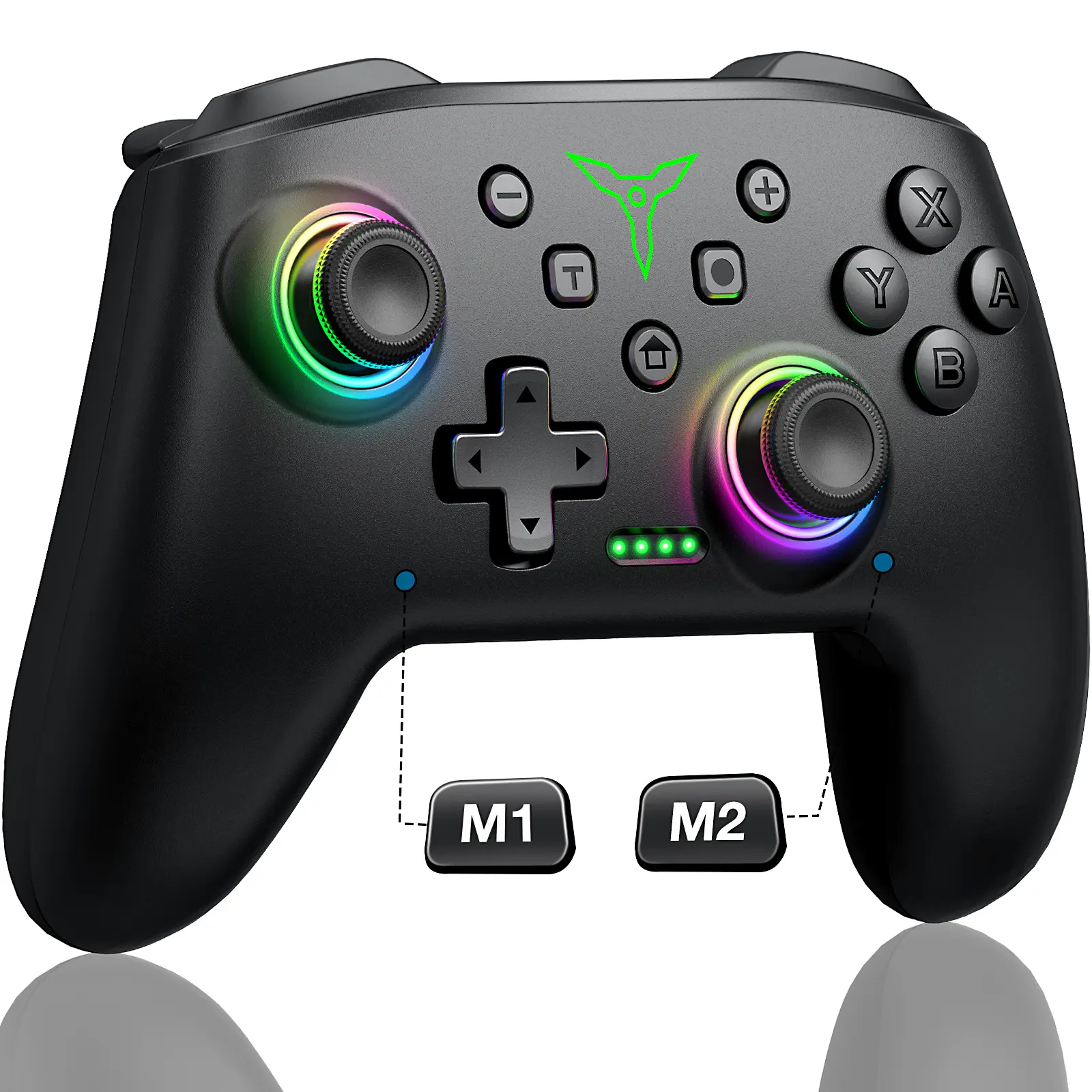 BEBONCOOL Switch Pro Plastic Wireless Game Controller - 1000mAh, 18H Playtime, Anti-Slip Surface, 9-Color RGB Lights, Wakeup, Programmable, Adjustable Turbo Speed for Switch Console/Lite/OLED, Game Stick, iOS, Android, PC