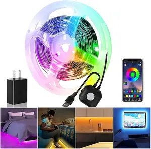 Motion Sensor Under Bed Lights,9.84FT App Control Dimmable Night Led Strip Lights,Motion Activated Stairs Light with USB 5V, Variety Color Dynamic Modes Music Sync for Cabinet Bedroom