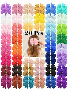 20 Pcs Random Color French Vintage Large Bow Hair Clips, Elegant Metallic Hair Bows Girls Hair Accessories Value Pack, Hair Clip Set, For Birthday Parties, Fancy Dress, And Daily Use Claw Clips Hair Claws Hair Barrettes