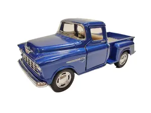 KINSMART: 1:32 Scale 1955 Chevy Step-side Pickup Truck Blue Model Car with Pull-Back Action & Openable Doors