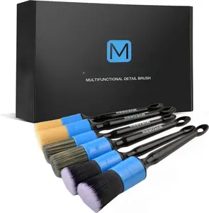 6 count  Detailing Brush Set-2pcs Boars Hair  Detailing Brushes,2pcs Ultra Soft No Scratch Detailing Brush for Air Vent,Leather Seat 2 count Detail Brushes for Interior Exterior(Blue)