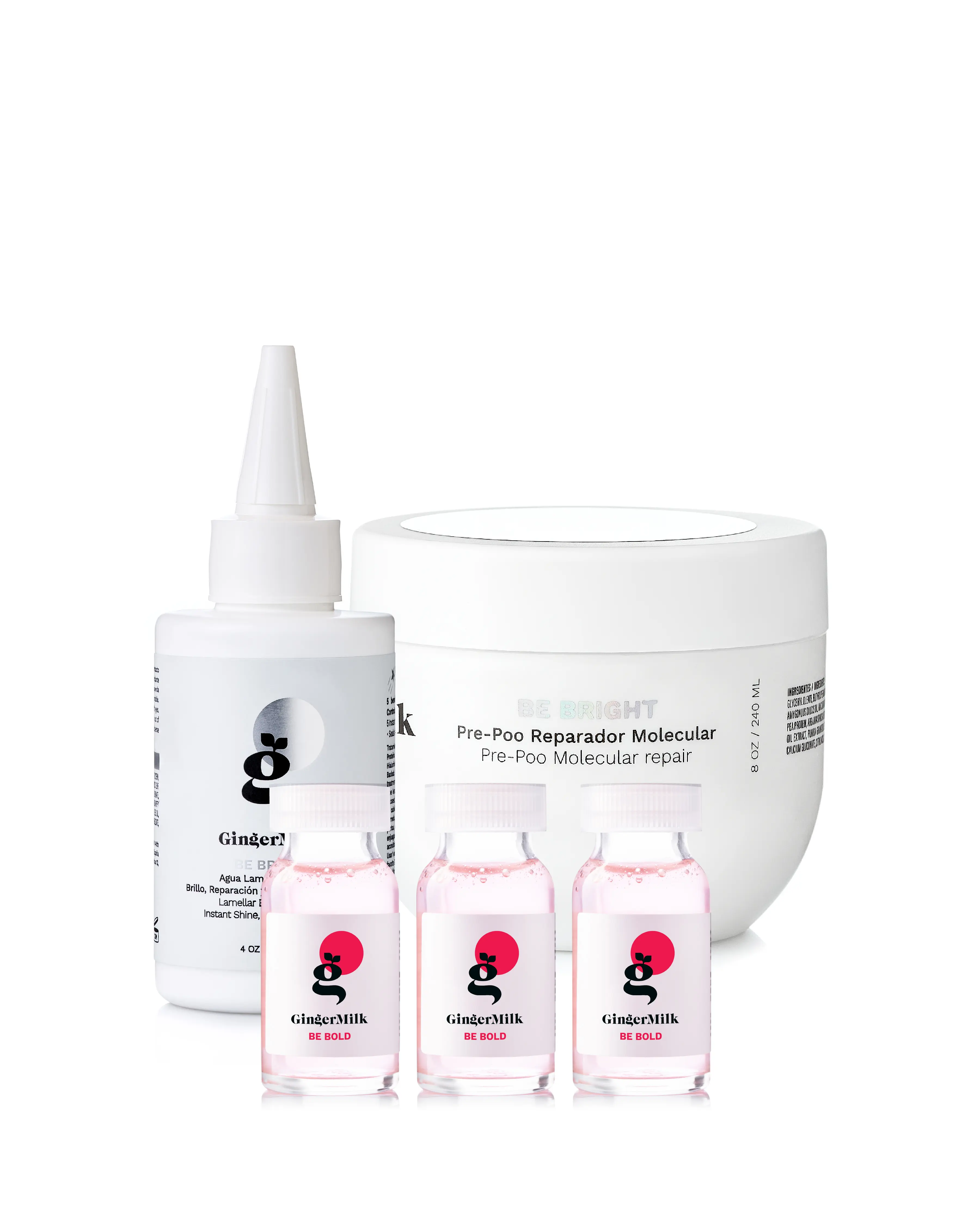Full Repair Hair Kit - Pre-Poo Molecular Repair, Repairing Ampoules pack 3 & Gloss Clear Treatment