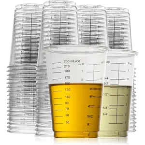 50 Disposable Measuring Cups 8 oz - Plastic Paint Measuring Cups and Disposable Mixing Cups for Epoxy Resin - Versatile, Clear Measurement for Wet and Dry Ingredients for Baking and Crafting
