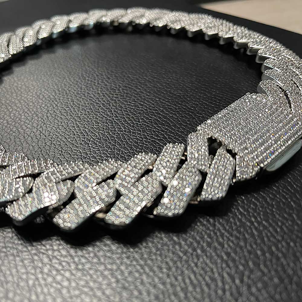 Custom 25MM S925 Sterling Silver Hip Hop Moissanite Cuban Link Chain Thick Miami VVS Cuban Necklace For Men Custom 25MM S925 Sterling Silver Hip Hop Moissanite Cuban Link Chain Thick Miami VVS Cuban Necklace For Men