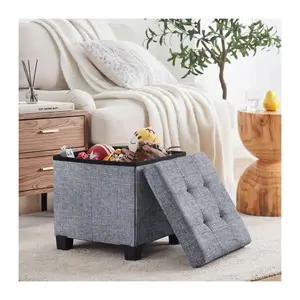 Ornavo Home Collapsible Square Cube Storage Ottoman with Legs Ornavo Home Collapsible Square Cube Storage Ottoman with Legs