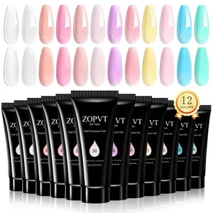 Zopvt Nail Polish Set, Builder Nail Gel, 12 Colors Poly Gel Extension Kit, Nail Extensions, Nail Extension Art, Beginner Friendly Manicure Tools, Long-Lasting Nail Care Essentials